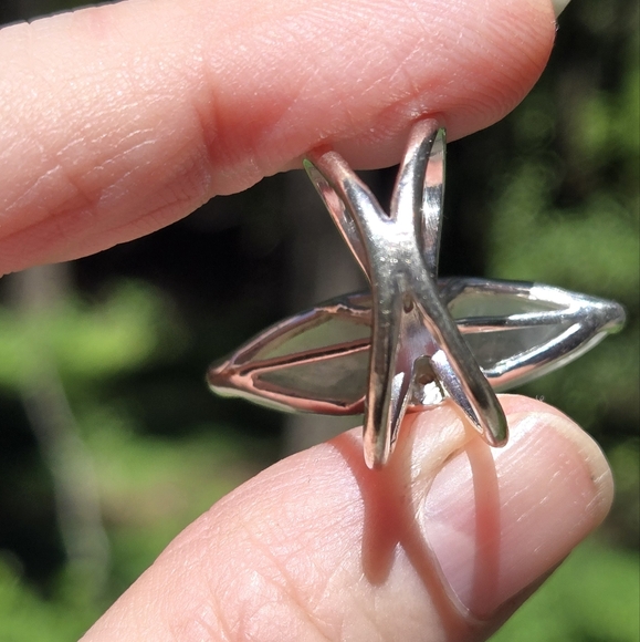 Moonstone 14k & garnet sterling ring sz9 - Picture 9 of 12